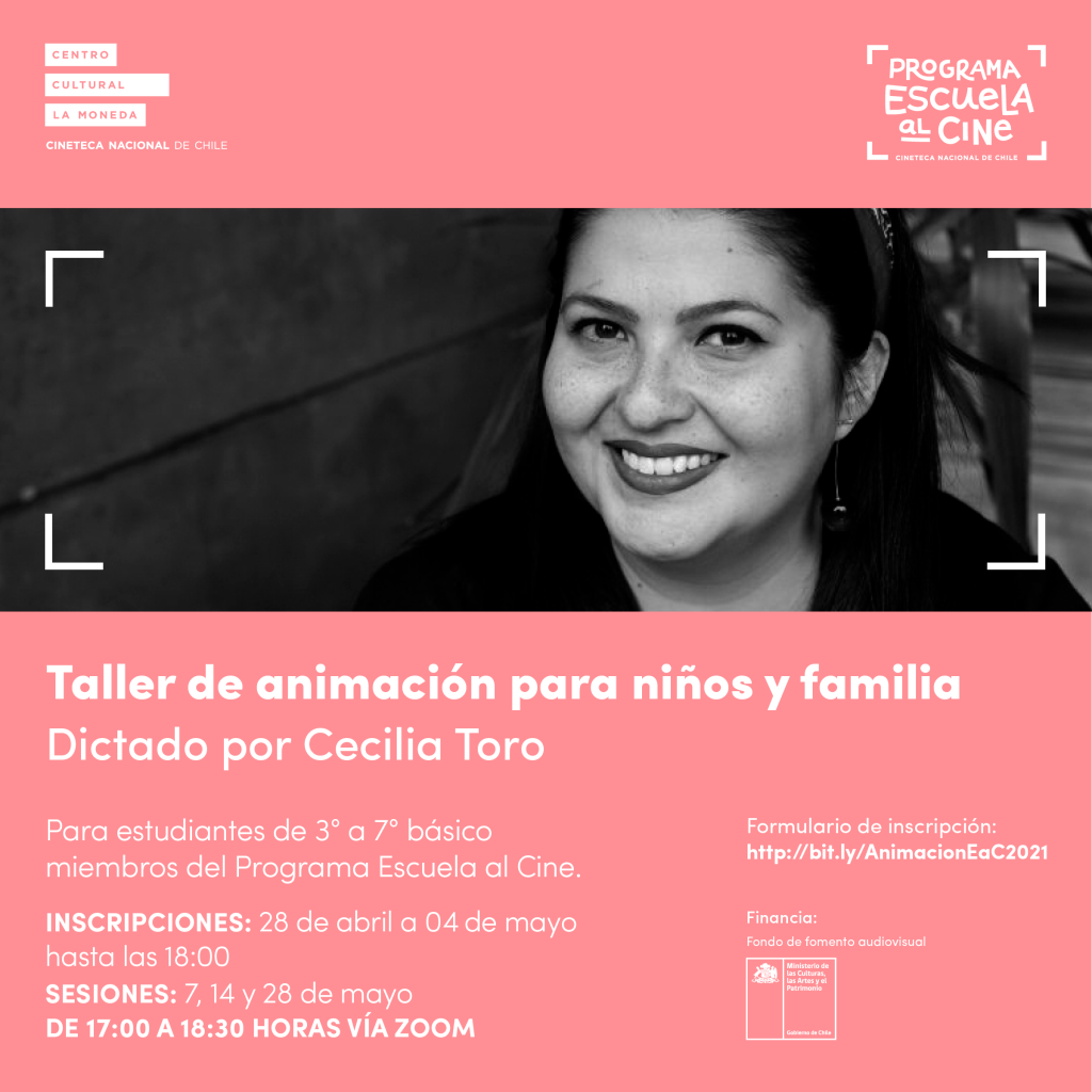 invitación a taller de animación dictado por Cecilia Toro